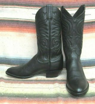 Mens Vintage Sanders Black Leather Handcrafted Cowboy Boots Mens 9 D