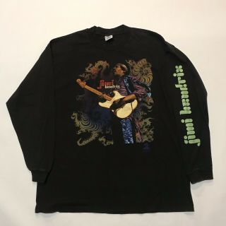Vtg 90s Jimi Hendrix Long Sleeve Shirt Xl Rock Band Tee Psychedellic Graphic Usa