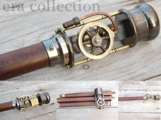 Vintage Style Rare Live Steam Engine Of Brass Model Wooden Walking Cane Stick