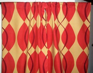 Vintage Mid Century Modern Abstract Fabric Drapery Curtains Panels (2 Pr Avail)