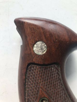 Vintage Smith and Wesson Wood Diamond Pistol Grips Walnut 3