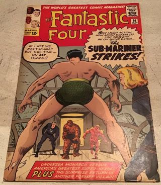 Fantastic Four 14 Marvel Comic 1963 Vintage Silver Age Sub - Mariner Puppet Master