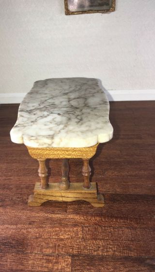 Rare Antique Dollhouse Miniature German Schneegas Carved Base Marble Top Table 5