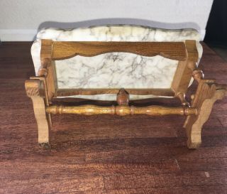 Rare Antique Dollhouse Miniature German Schneegas Carved Base Marble Top Table 6