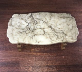 Rare Antique Dollhouse Miniature German Schneegas Carved Base Marble Top Table 8