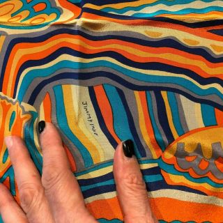 JIMMY PIKE Silk Aboriginal Art Orange & Brights Scarf 77cmx77cm Collectors Item 5