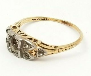 Victorian Solid 14k White & Yellow Gold Ring,  2.  8 Grams,  Size 8