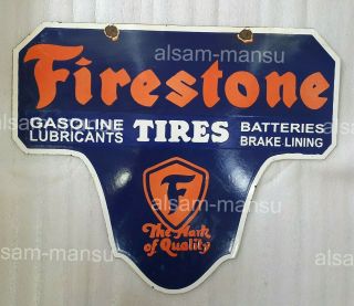 Firestone Tires 2 Sided 24 X 20 Inches Vintage Enamel Sign