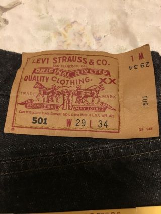 NOS Vintage LEVI’S 501 Black Freshrunk Jeans 1994 Men’s sz 29 X 34 Made in USA 5