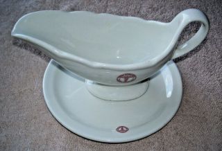 Wwii Ww2 Us Army Medical Department Insignia Gravy Boat & 7 Inch Plate Ww2