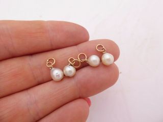 Four 18ct Gold Natural/cultured Pearl Charm Pendants For Necklace/bracelet,  750