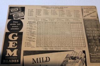 1935 Boston Red Sox Vs.  York Yankees Scorecard Vintage UNSCORED 1935 SC 4