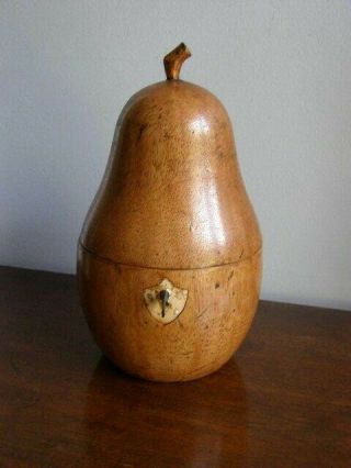 Rare Antique 19th Century English Pear Shaped Wooden Tea Caddy