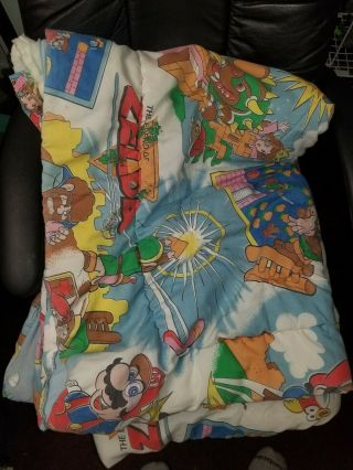 Vintage Nintendo 1988 Mario Bros Zelda Twin Bed Blanket Comforter 2