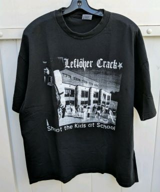 Vintage 90s Leftover Crack Shoot The Kids At School Punk Band T - Shirt Size Xl
