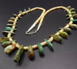 Vintage Navajo Turquoise & Shell Heishi Beads Necklace Single Strand