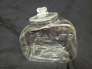 RARE Oblong Vintage Planters Salted Peanuts Glass Jar Store Display 10x10x5 
