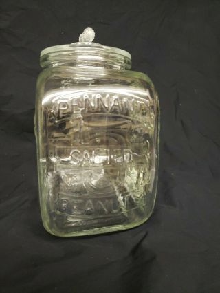 RARE Oblong Vintage Planters Salted Peanuts Glass Jar Store Display 10x10x5 