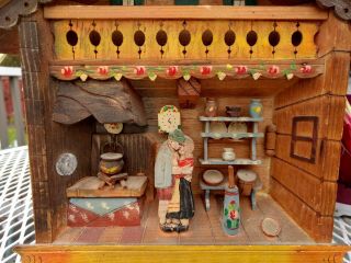 Vintage 3D Folk Art Wood Shadow Box Diorama Cooking Kissing Kitchen Italy 11 