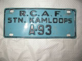 Extremely Rare R.  C.  A.  F Stn.  Kamloops License Plate