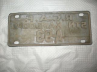Extremely Rare R.  C.  A.  F Stn.  Kamloops License plate 2