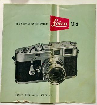 Rare Leica M3 D.  R.  P.  or 3f iiif Ernest Leitz Camera serial 218159 w/ case &book 9