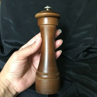 Vintage Peugeot Dark Wood Pepper Grinder 7 " Tall Wood Pepper Mill Made In France