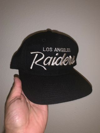Vintage 90s Los Angeles Raiders Specialties Script Snapback Hat Nfl Black