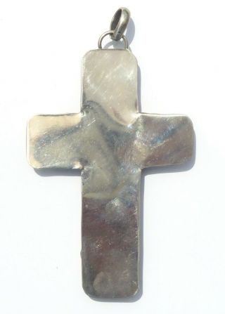 Large Vintage Sterling White Turquoise Cross Pendant,  Large German Silver Cross 2