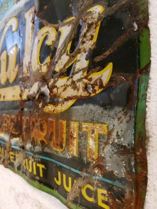 Large Vintage NuIcy Nu Icy Grapefruit Embossed Metal Sign Approx 11 