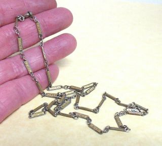 Victorian Sterling Silver & Gold Chain Link Necklace 22 " 7 Grams