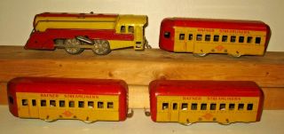 Vintage Hafner 1010 Streamliner Passenger Set Red & Yellow 4 Unit Lt8
