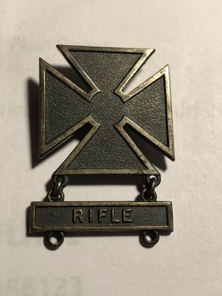 Vintage Sterling Silver Army Rifle Us Military Cross Award Medal Pin