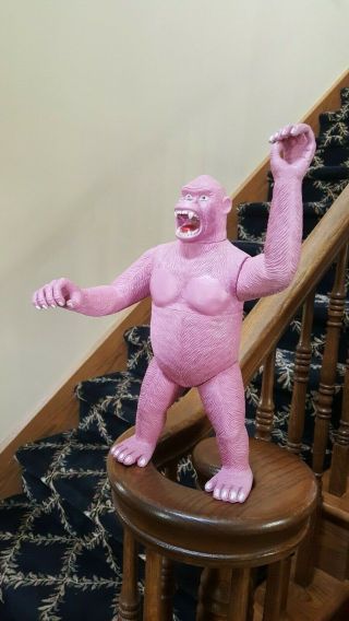 Vintage Scary Monster Toy King Kong Pink 1970 ' s Large Plastic Jointed 4