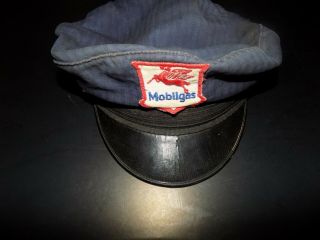 Vintage Mobil Gas Station Attendant Hat From 1940s Or 1950s Rare Find
