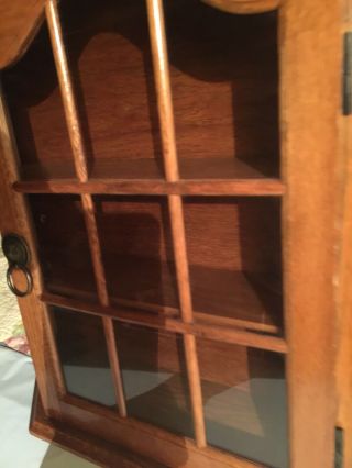 Vintage Small Wooden Curio Cabinet Glass Door Wall Mount or Tabletop 4