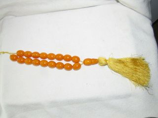 Vintage Faturan Islamic Prayer Rosary 18 Beads Butterscotch Bakelite Tassel 4