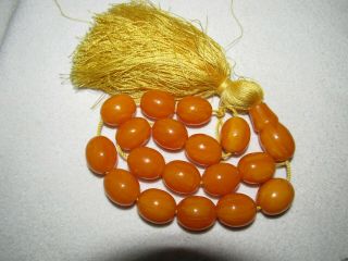 Vintage Faturan Islamic Prayer Rosary 18 Beads Butterscotch Bakelite Tassel 5