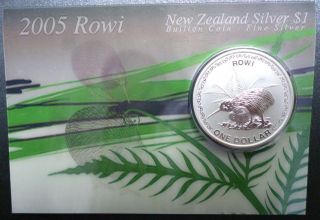 Zealand Kiwi - 2005 - Silver $1 Bu Coin - 1 Oz Rowi Kiwi Rare