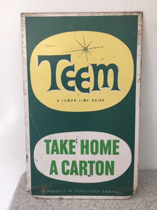 Vintage Double Sided Teem Soda Sign