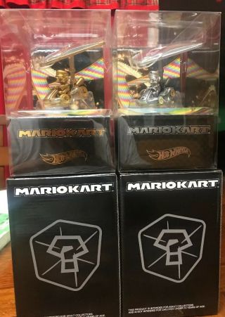 Sdcc 2019 Mattel Mario Kart Hot Wheels Silver & Gold Chase Rare In Hand