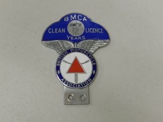 Vintage Chrome Enamel British Motorcycle Association Bmca 12 Yr Car Badge