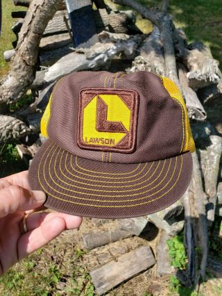 Vintage Lawson Patch Trucker Mesh Snapback Hat Cap Louisville Mfg Co Usa