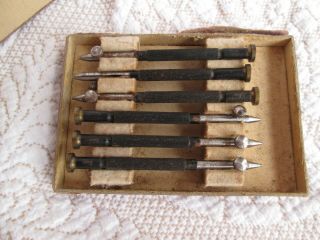 Vintage / Antique Watchmakers Tool Set Of 6 French Jewel Bezel Openers Closers
