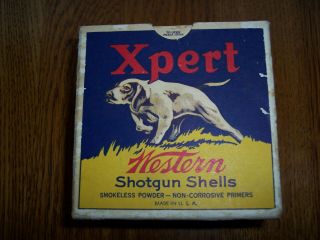 Vintage Us Property Western Xpert 1 Pc Shotgun Shot Shell Box 12 Ga W/pointer Do