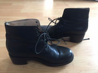 Vintage Lance Black Leather Combat Boots Sz 10 Lace Up