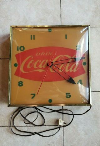 Vintage 1950s - 1960s Coca Cola Fishtail 13 " Soda Sign Clock