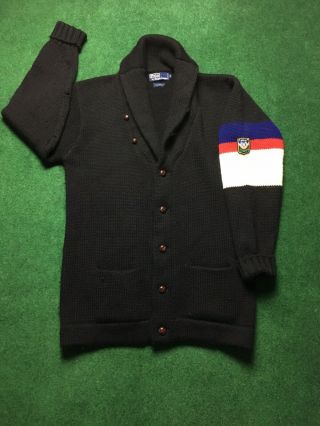 Vintage Polo Ralph Lauren Uni Crest Cardigan Medium 80s Rare Pwing