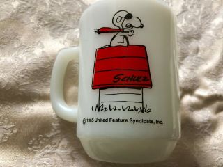 Vintage Fire King 1965 Peanuts Snoopy Milk Glass Coffee Mug Curse You Red Baron