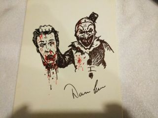 Art The Clown Terrifier - Art Drawing 11x14 Signed Damien Leone Rare